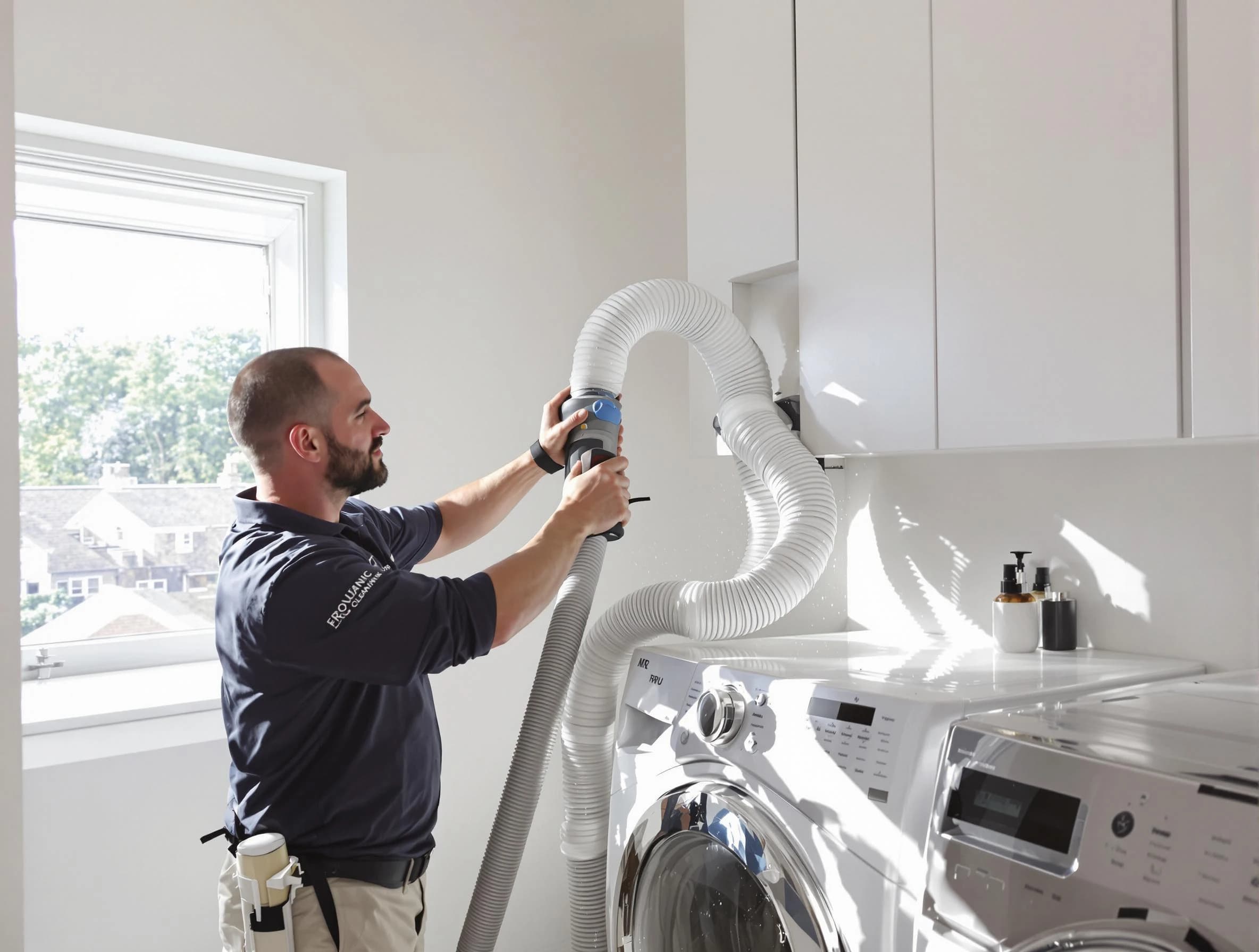 Certified Lithia Springs Dryer Vent Cleaning technician performing dryer vent cleaning in Lithia Springs