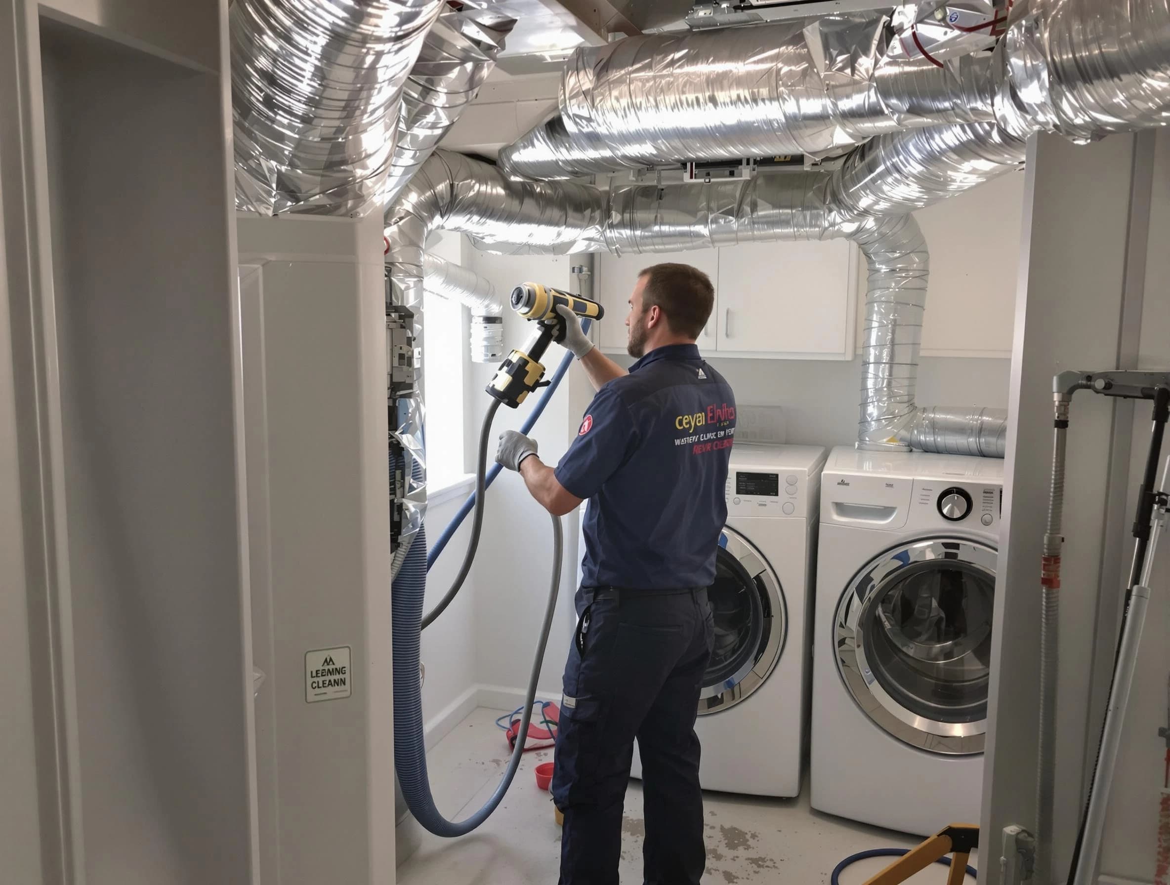 Lithia Springs Dryer Vent Cleaning specialist using advanced equipment for thorough duct cleaning in Lithia Springs