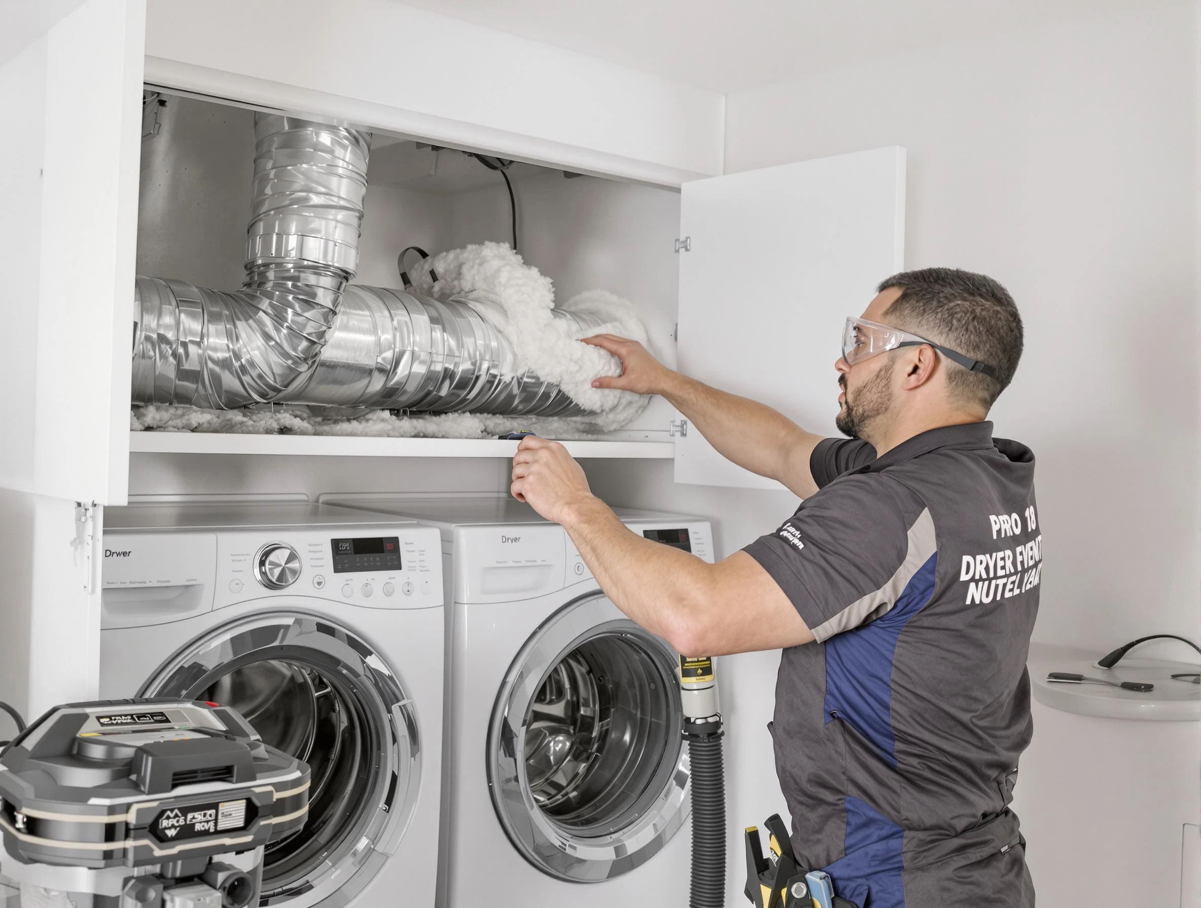 Lithia Springs Dryer Vent Cleaning certified technician performing specialized gas dryer vent cleaning in Lithia Springs