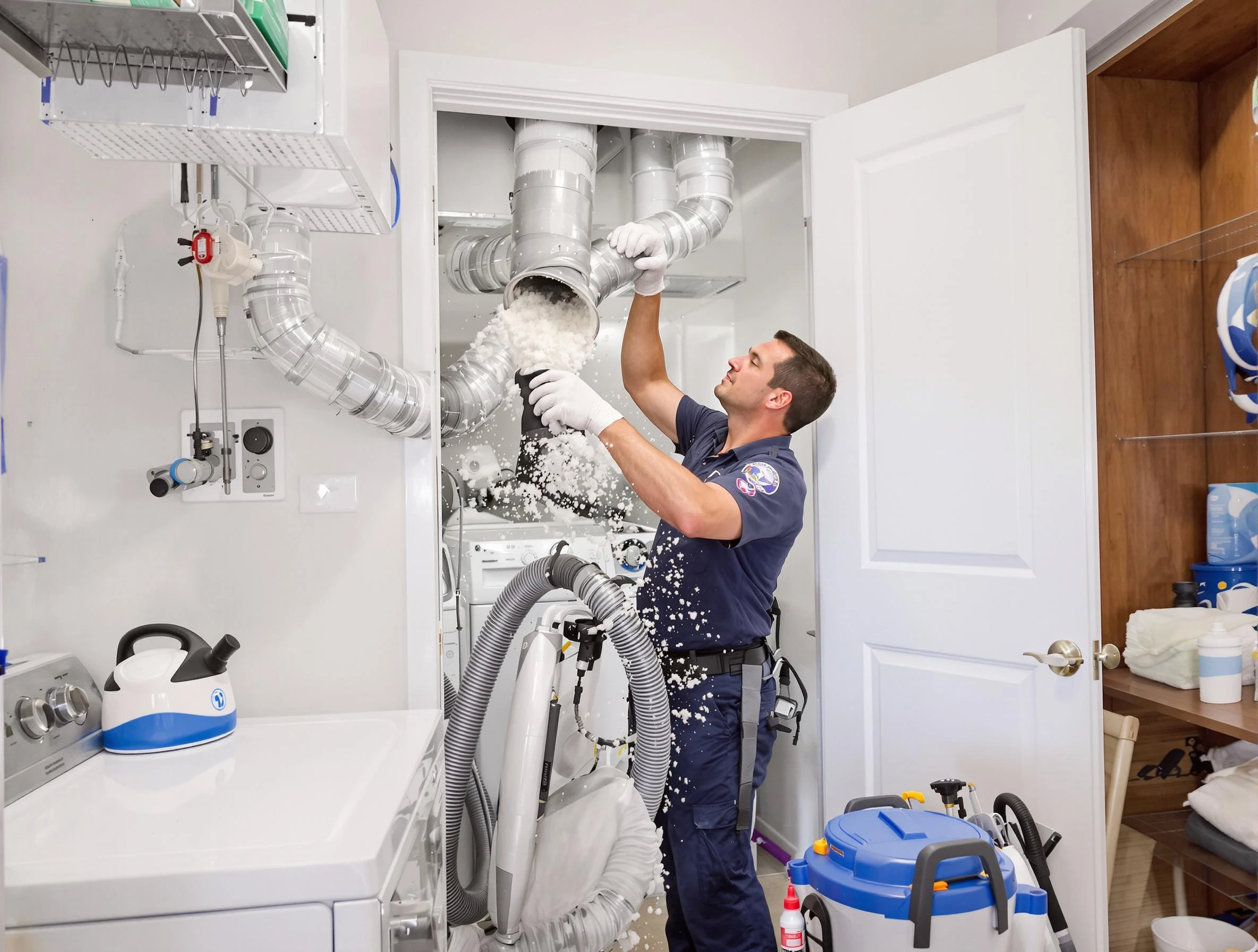 Lithia Springs Dryer Vent Cleaning technician delivering thorough residential dryer vent cleaning service in Lithia Springs
